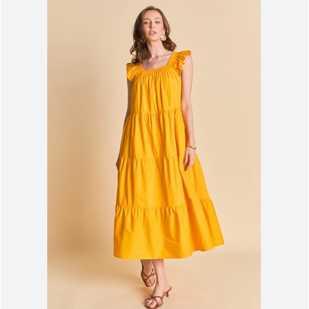 English Factory Ruffle Detail Cotton Dress in Size Medium